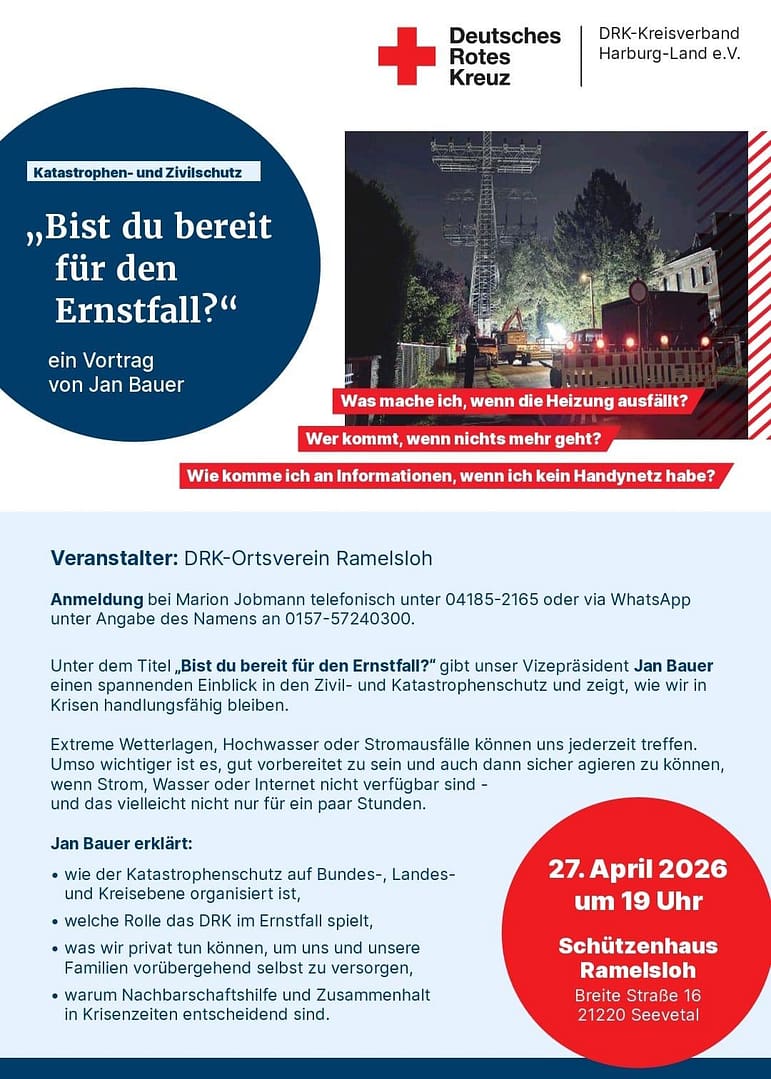 DRK Kreisverband Harburg-Land e.V. - Vortrag von Jan Bauer "Bist Du bereit für den Ernstfall"
